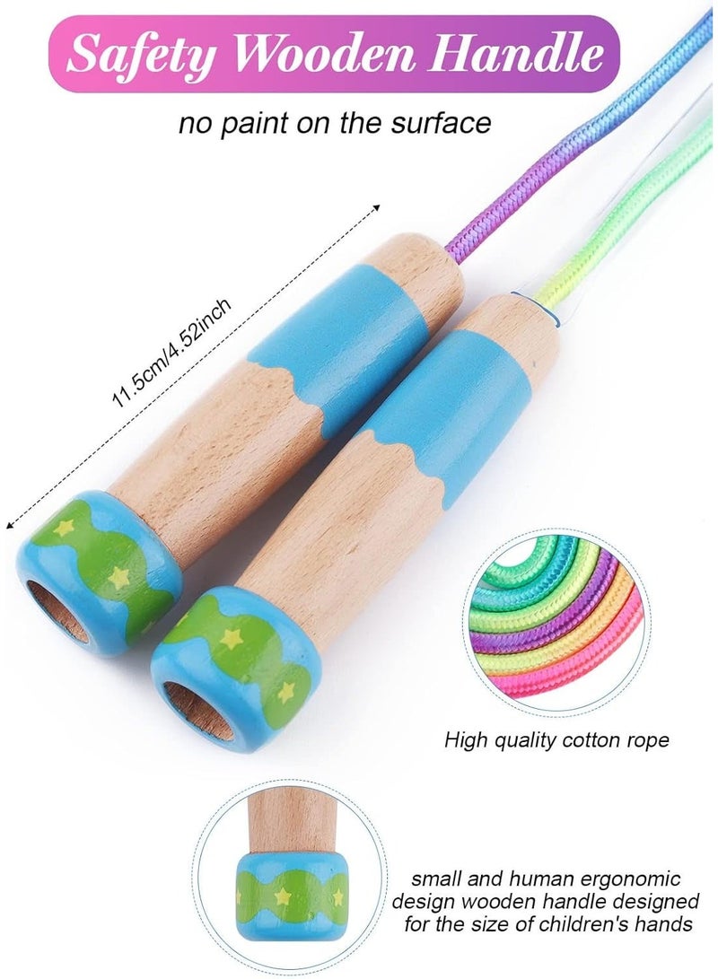 Jump Rope for Kids Adjustable, Lorvain Kid Jump Ropes for Girls Boys Skipping Rope for Kids with Wooden Handle Cotton Braided Outdoor Fun Activity for Exercise Fitness Children Students Preschooler - Image 3